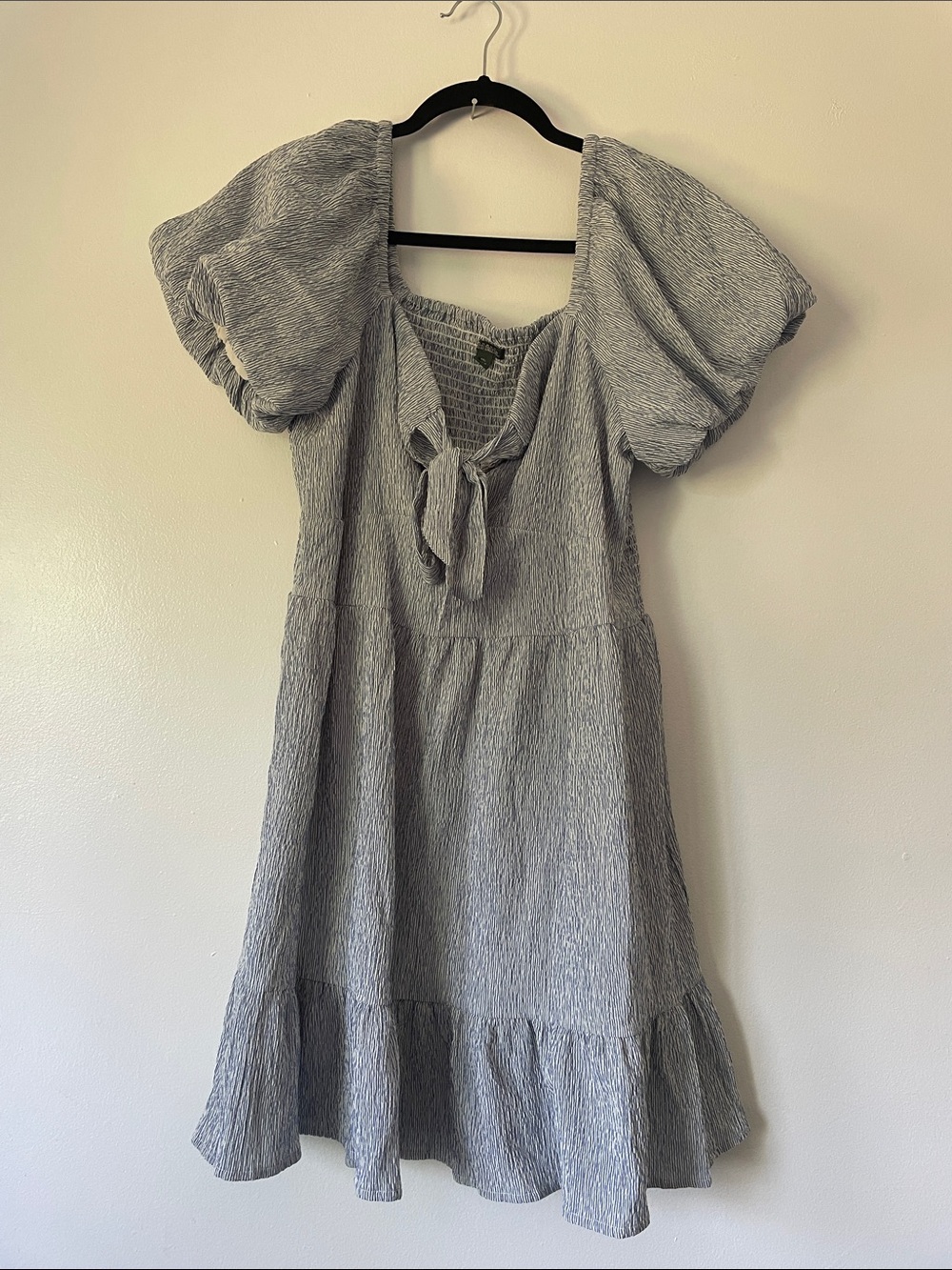 NWOT Wild Fable Blue Smocked Tie-Front Puff Sleeve Dress Size XXL